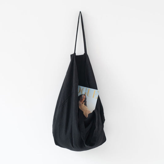 LIMITED EDITION Black lino didelis krepšys — naturalusdrabuziai.lt