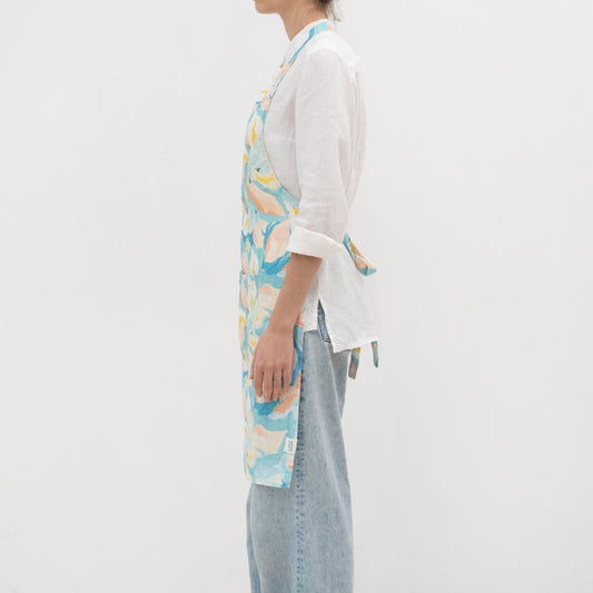 LIMITED EDITION Pastel Iris lino kasdienė prijuostė — naturalusdrabuziai.lt
