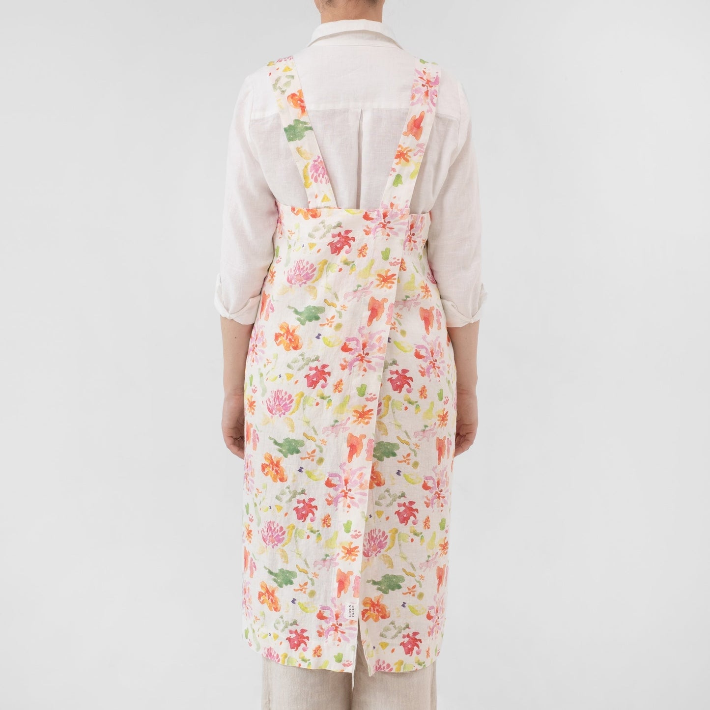 LIMITED EDITION Wildflower Flow lino Pinafore prijuostė — naturalusdrabuziai.lt