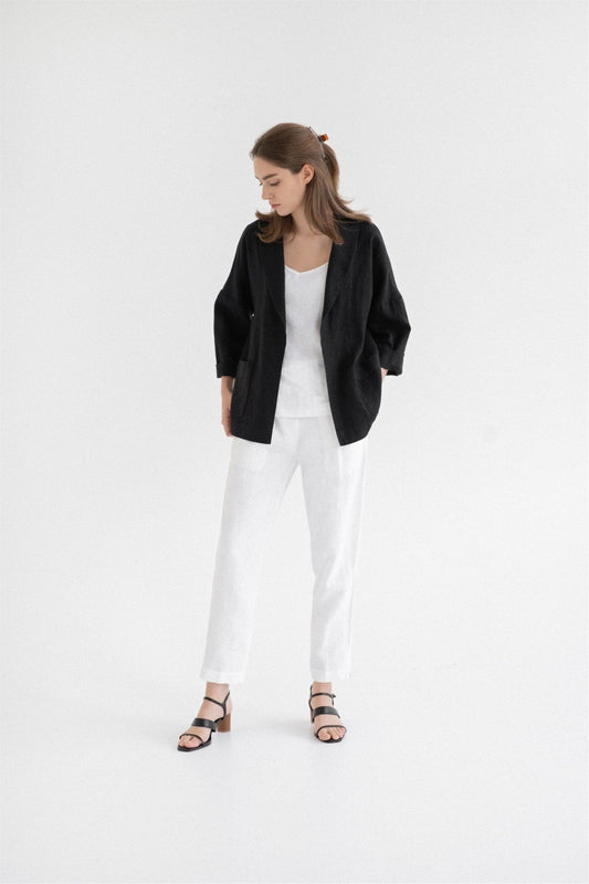 Optical White Linen Octave Trousers