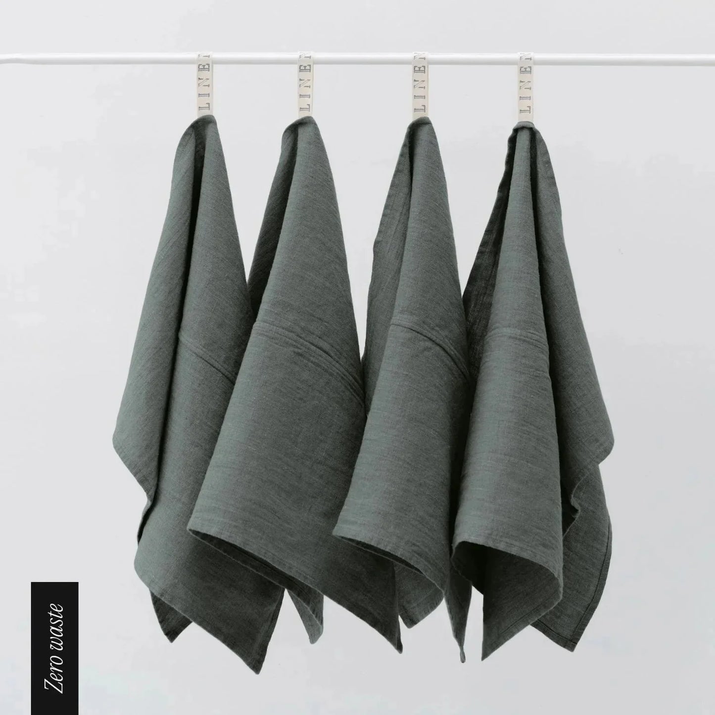 Zero Waste Forest Green lino virtuvinė servetės rinkinys 4 vnt. — naturalusdrabuziai.lt