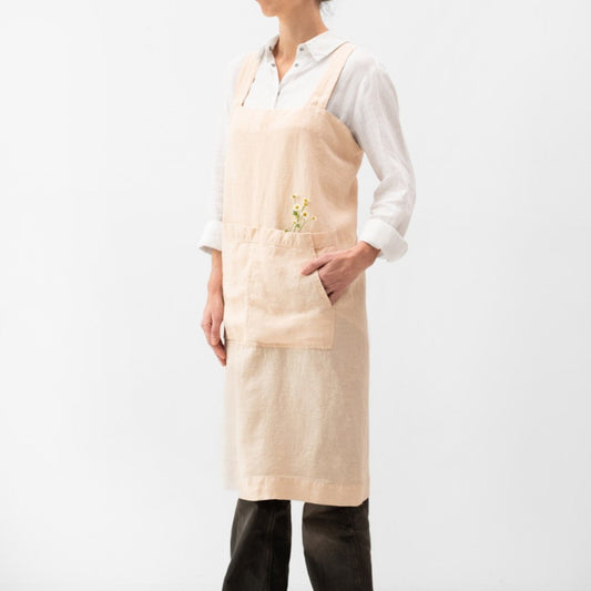 lino Tales Brazilian Sand lino Pinafore prijuostė — naturalusdrabuziai.lt