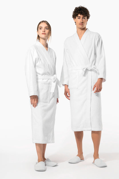Premium medvilninis kimono stiliaus SPA chalatas — naturalusdrabuziai.lt