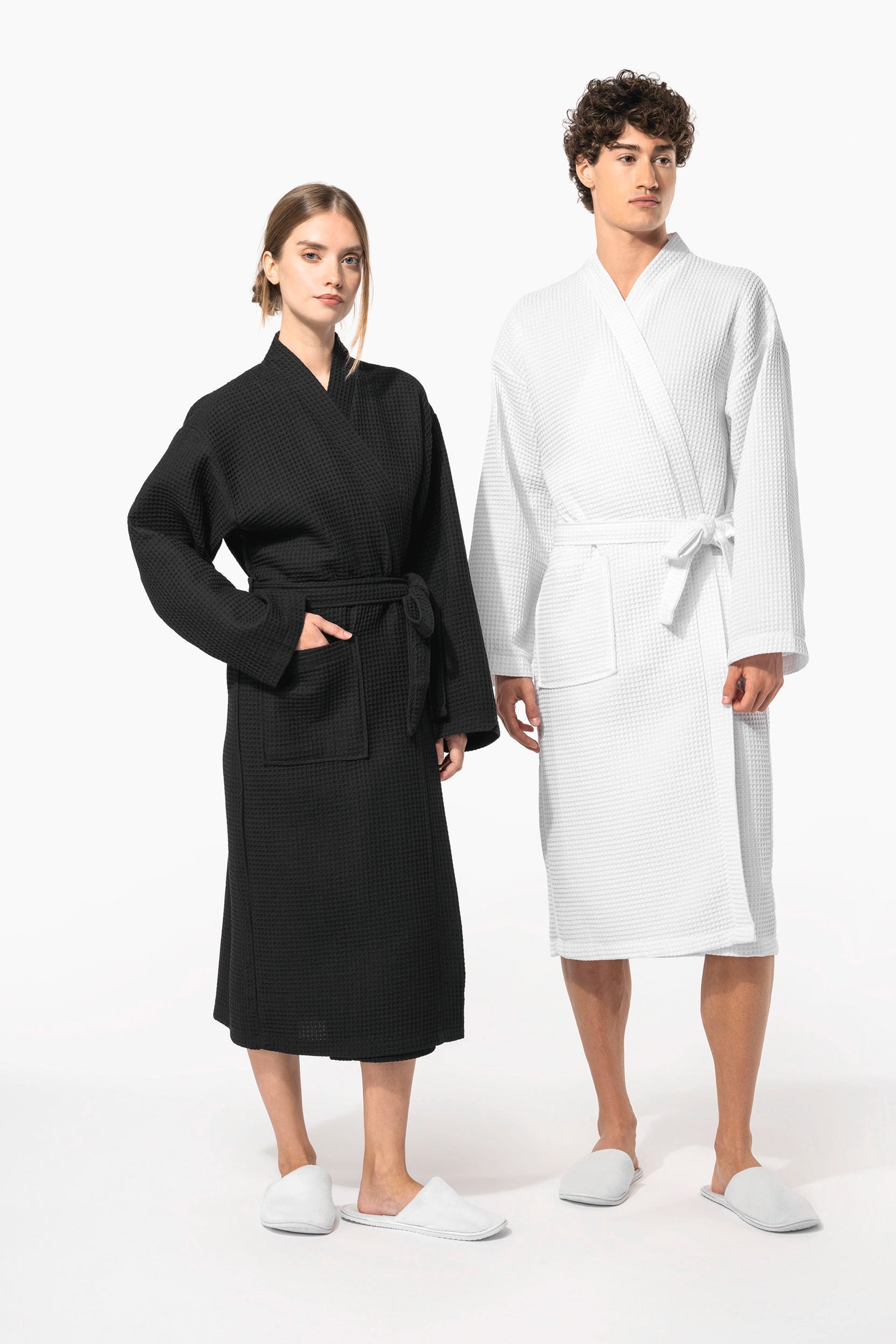 Premium medvilninis vaflinis kimono tipo chalatas — naturalusdrabuziai.lt