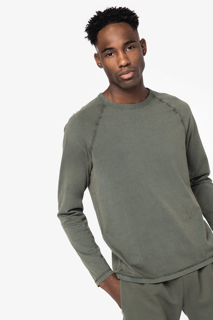 Vyriški marškinėliai ilgomis rankovėmis iš ekologiškos šukuotos medvilnės — naturalusdrabuziai.lt