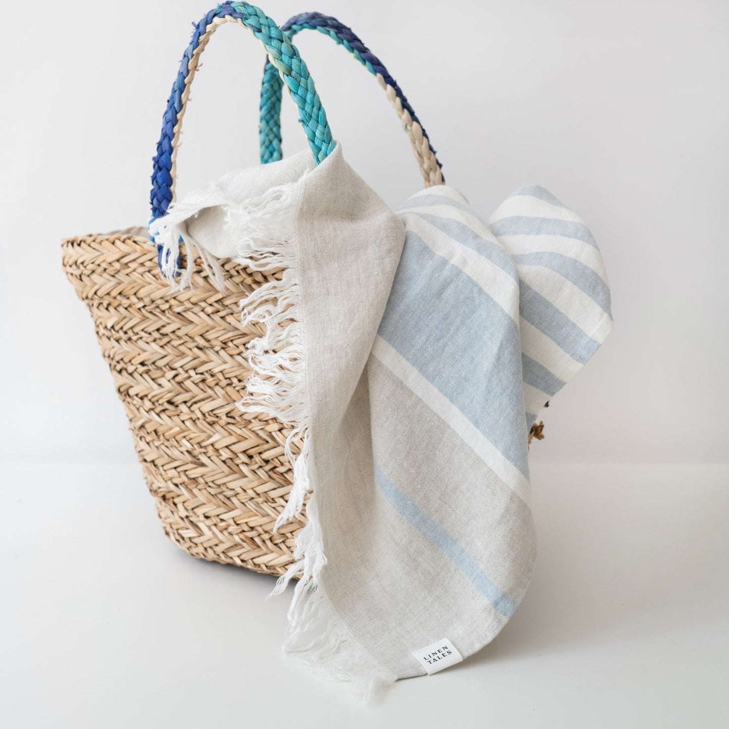 Allure Stripe lino paplūdimio rankšluostis — naturalusdrabuziai.lt
