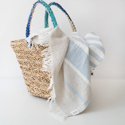 Allure Stripe lino paplūdimio rankšluostis — naturalusdrabuziai.lt