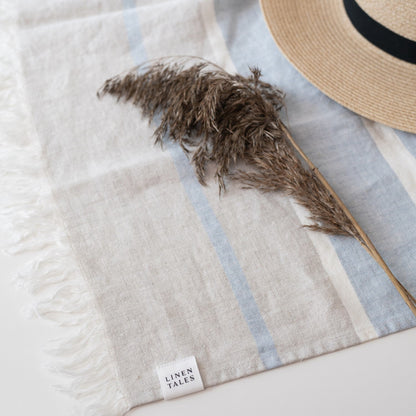 Allure Stripe lino antklodė — naturalusdrabuziai.lt