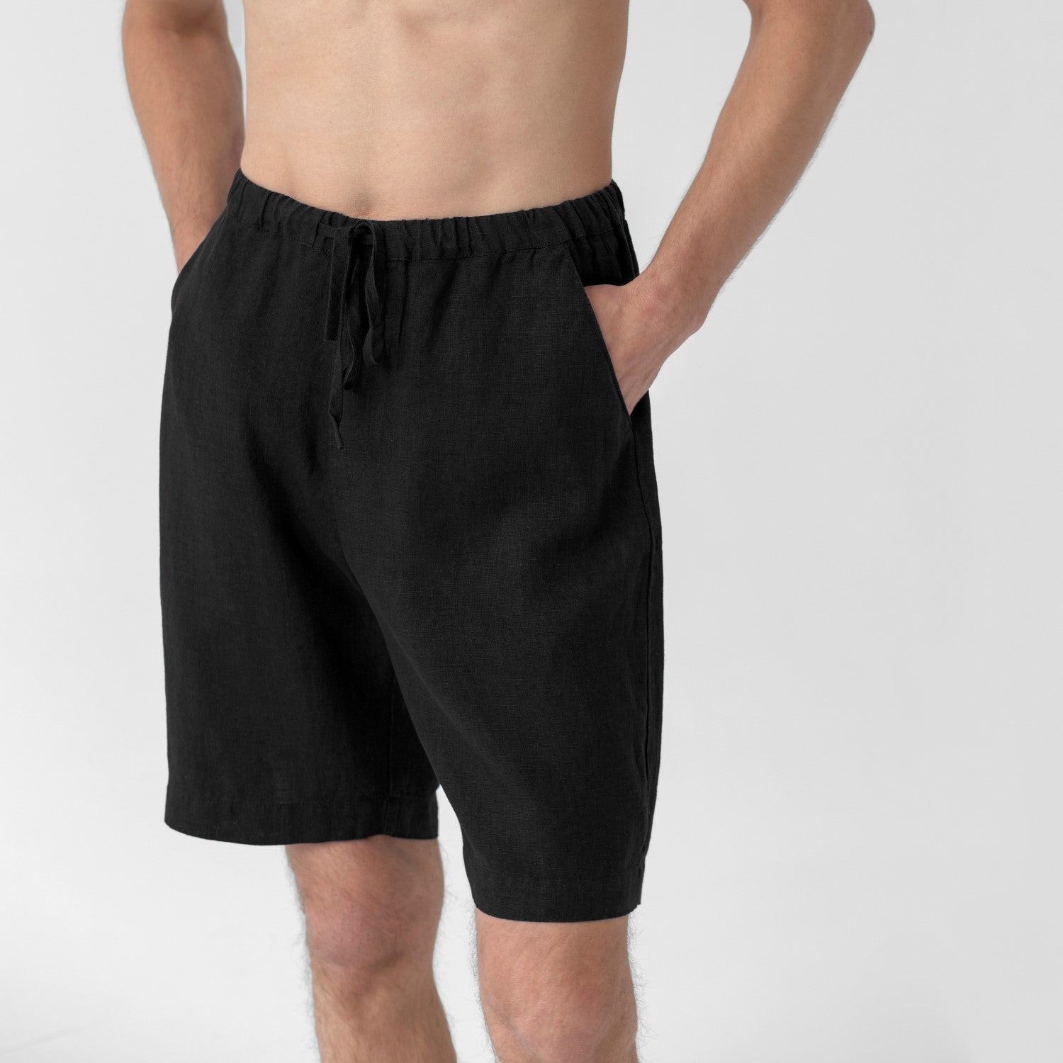 Black lino Fern Pyjama rinkinys — naturalusdrabuziai.lt