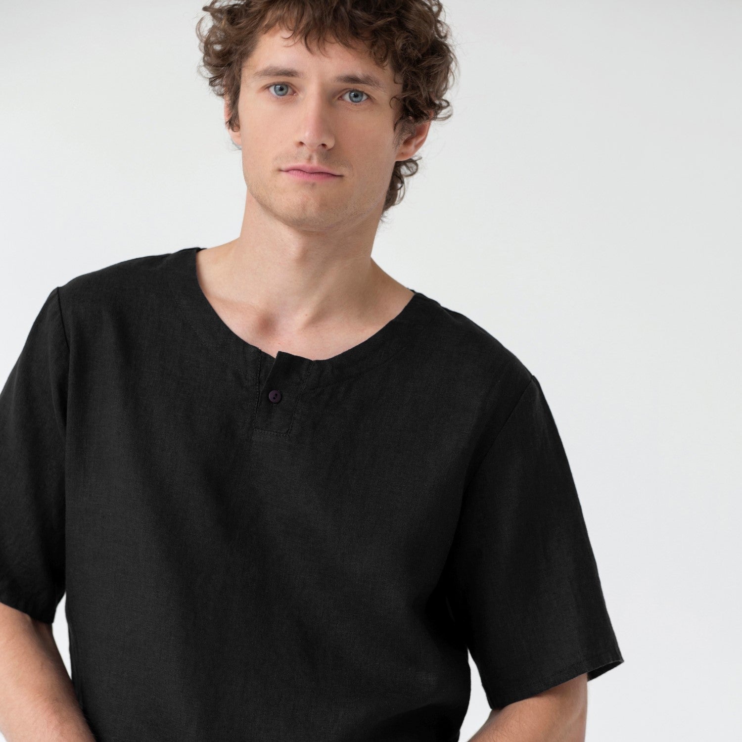 Black lino Fern Pyjama rinkinys — naturalusdrabuziai.lt