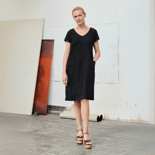 Black Linen Goldenrod Dress