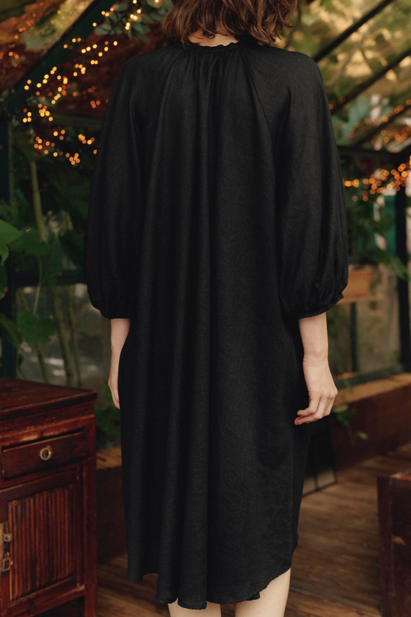 Black lino Mahina suknelė — naturalusdrabuziai.lt