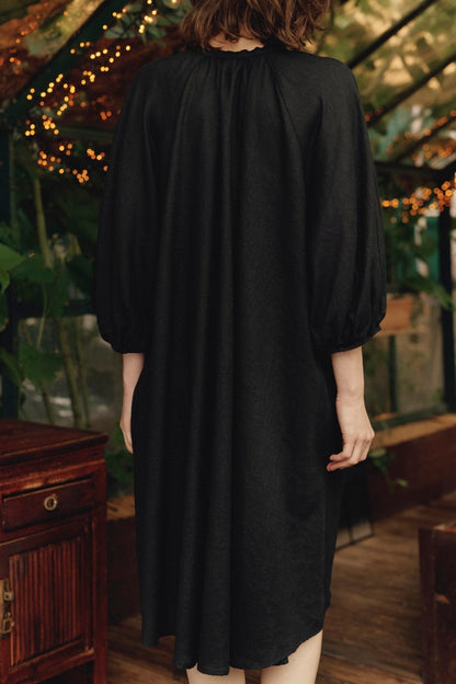 Black lino Mahina suknelė — naturalusdrabuziai.lt
