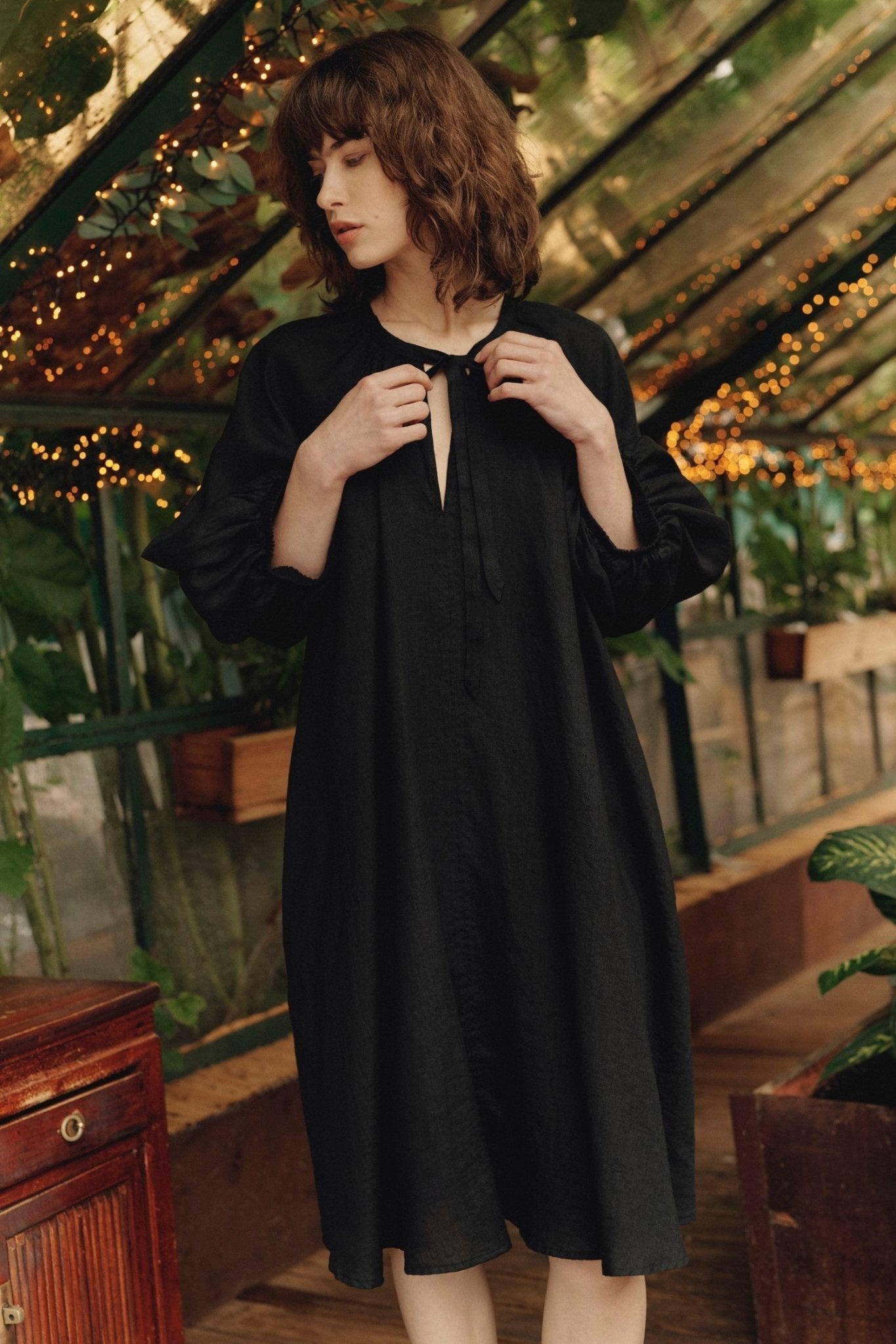 Black Linen Mahina Dress