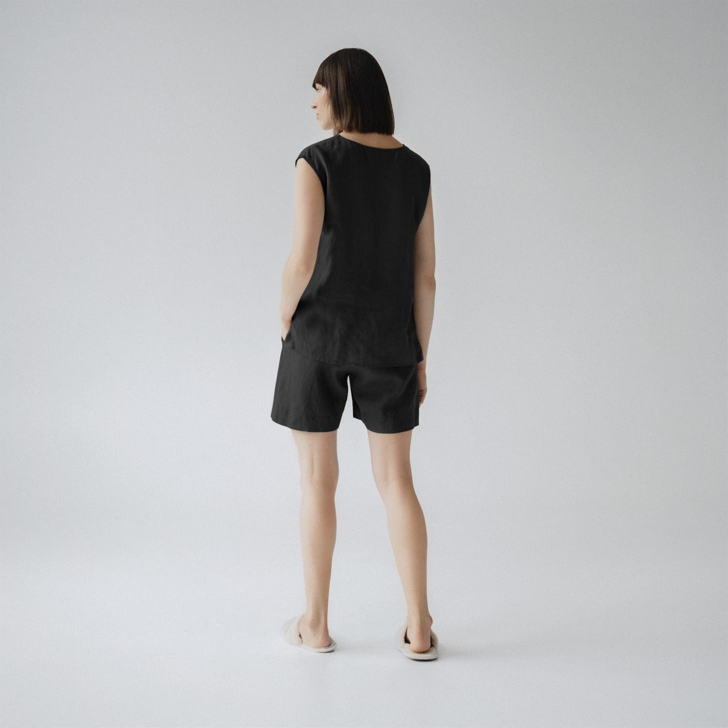 Black lino Verbena Pyjama rinkinys — naturalusdrabuziai.lt