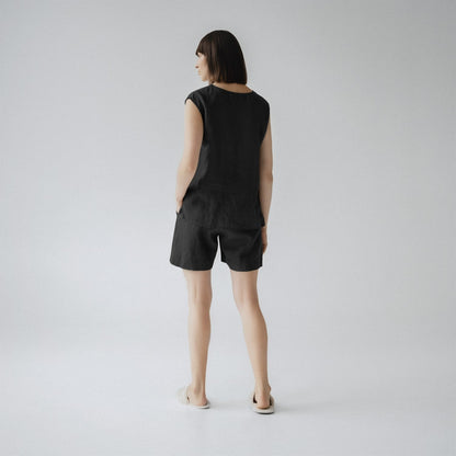 Black lino Verbena Pyjama rinkinys — naturalusdrabuziai.lt