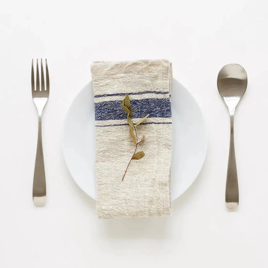 Blue Stripe Vintage lino servetėlių rinkinys 2 vnt. — naturalusdrabuziai.lt