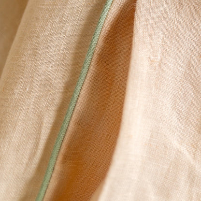 Brazilian Sand lino antklodės užvalkalas rinkinys with Sage Piping — naturalusdrabuziai.lt