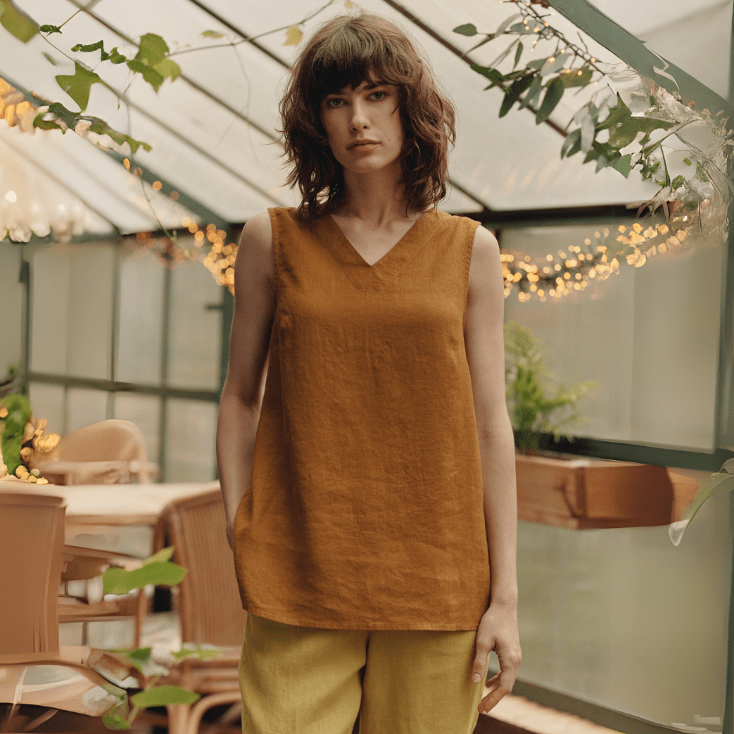 Bronze Linen Daffodil Top