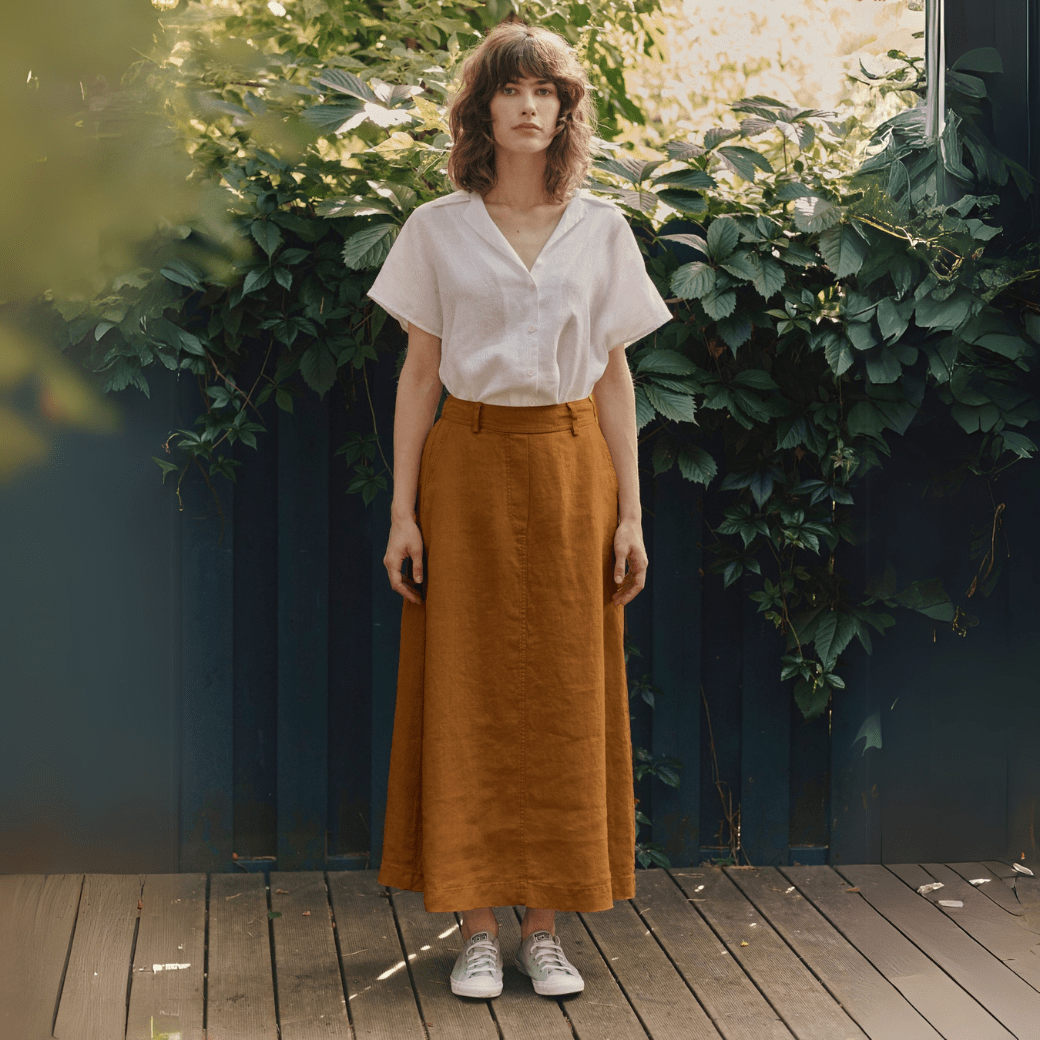 Bronze Linen Gardenia Skirt