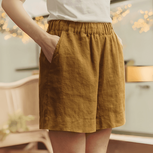 Bronze Linen Hip-Hop Shorts