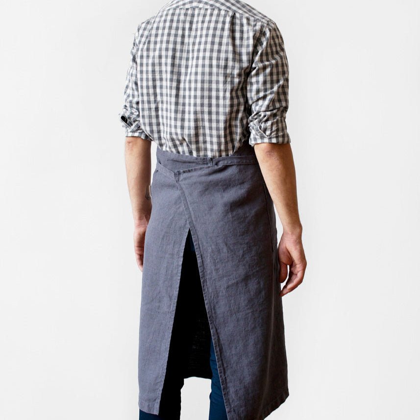 LIMITED EDITION Dark Grey lino šefo prijuostė — naturalusdrabuziai.lt