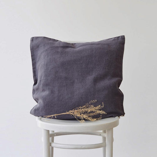 LIMITED EDITION Dark Grey lino pagalvėlės užvalkalas — naturalusdrabuziai.lt