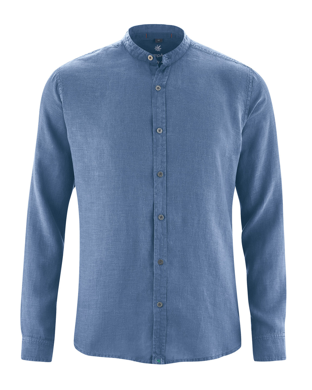 Vyriški 100% kanapių marškiniai stačia apykakle (Slim Fit) – Mėlynių