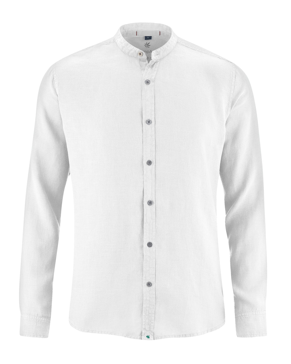 Vyriški 100% kanapių marškiniai stačia apykakle (Slim Fit) – Balta