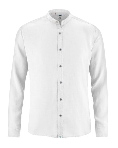 Vyriški 100% kanapių marškiniai stačia apykakle (Slim Fit) – Balta