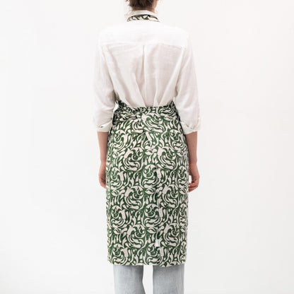 Evergreen Damask lino šefo prijuostė — naturalusdrabuziai.lt