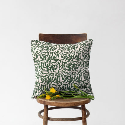 Evergreen Damask lino pagalvėlės užvalkalas — naturalusdrabuziai.lt