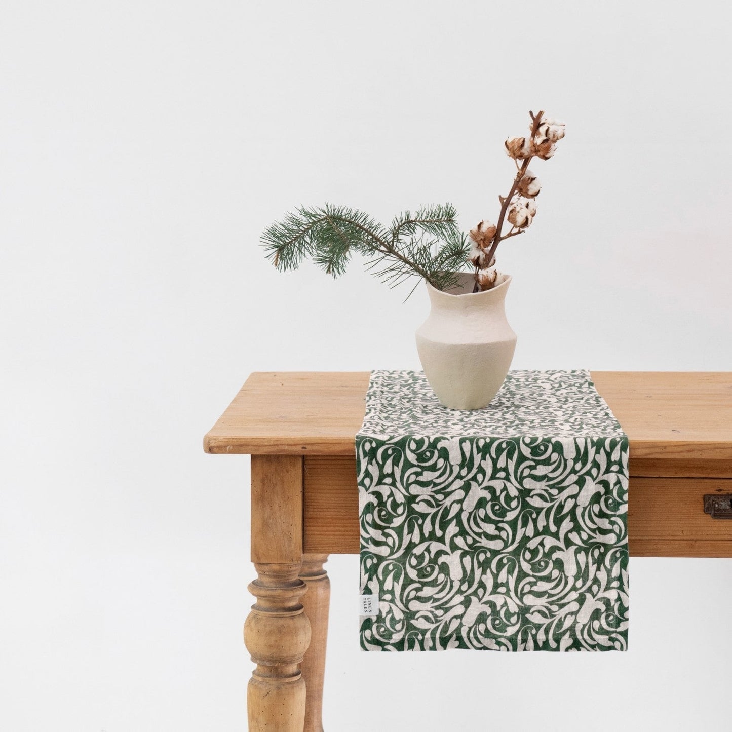 Evergreen Damask lino stalo takelis — naturalusdrabuziai.lt