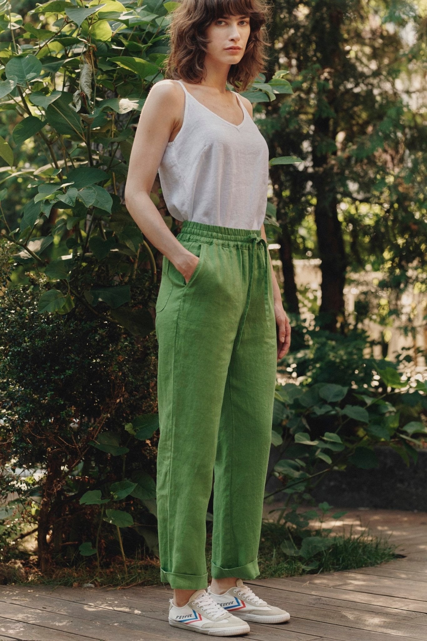 Foliage Green Linen Octave Trousers