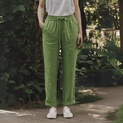 Foliage Green Linen Octave Trousers