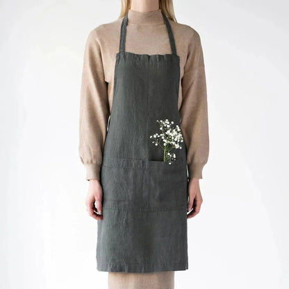 Forest Green lino kasdienė prijuostė — naturalusdrabuziai.lt