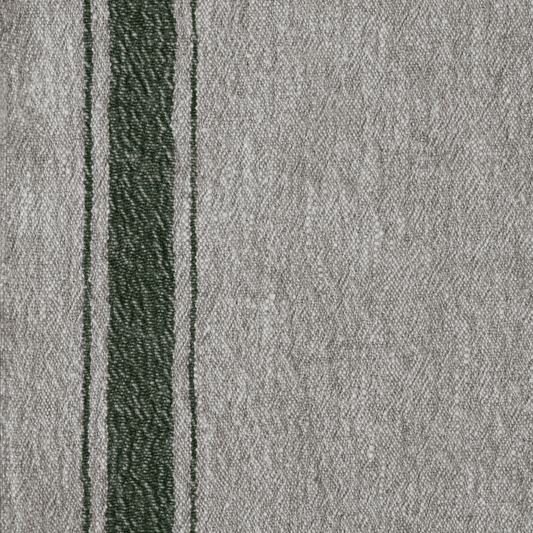 Green Stripe Vintage lino Fabric 310 g/m2 — naturalusdrabuziai.lt