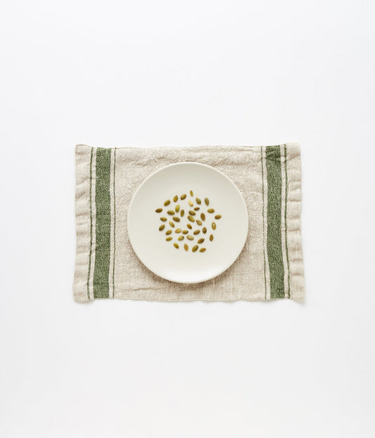 Green Stripe Vintage lino staltiesėlė — naturalusdrabuziai.lt