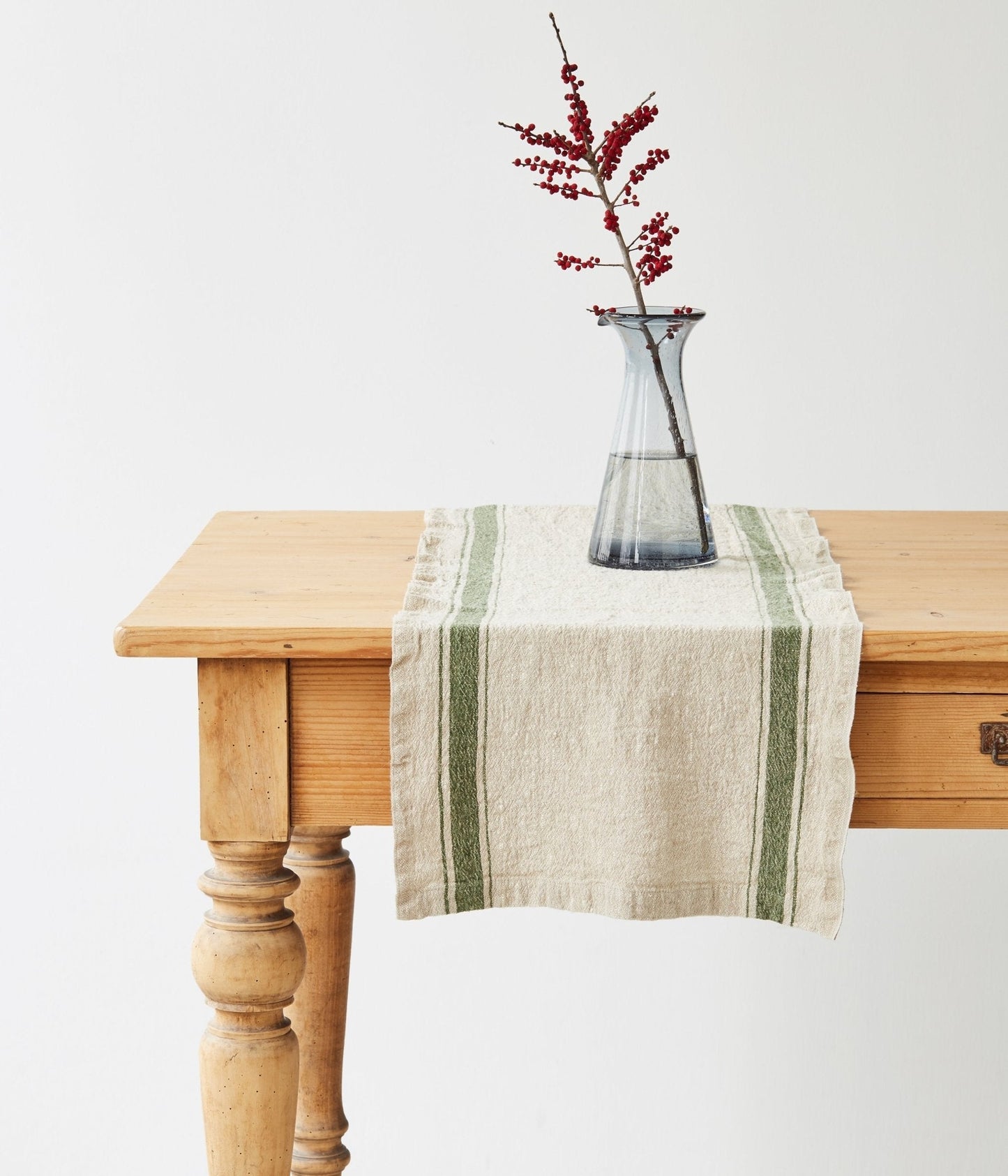 Green Stripe Vintage lino stalo takelis — naturalusdrabuziai.lt