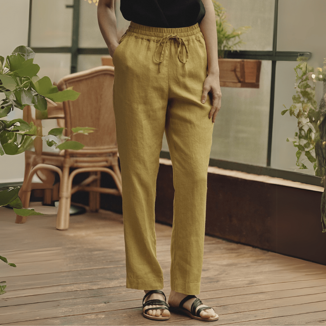 Lemon Curry Linen Octave Trousers