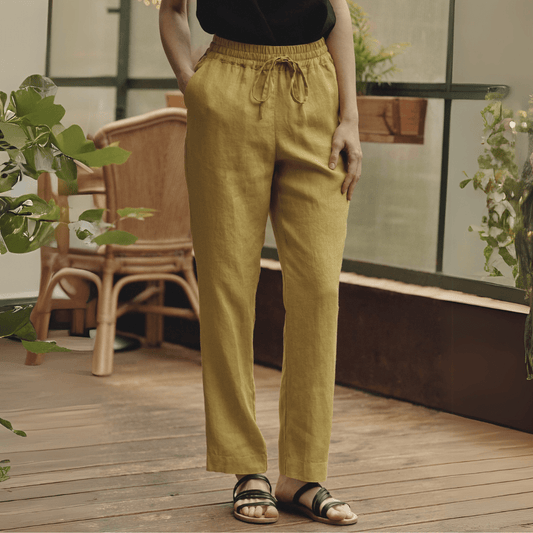 Lemon Curry Linen Octave Trousers