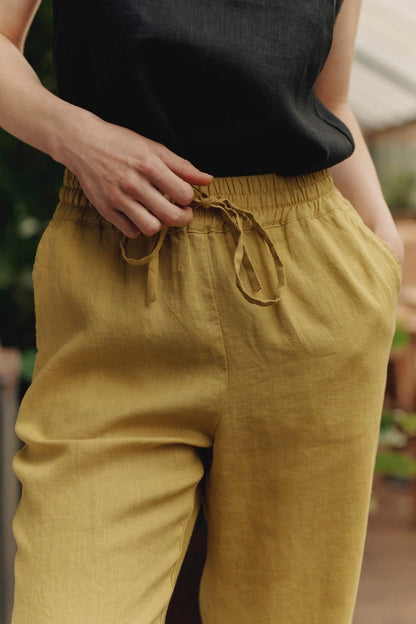 Lemon Curry Linen Octave Trousers