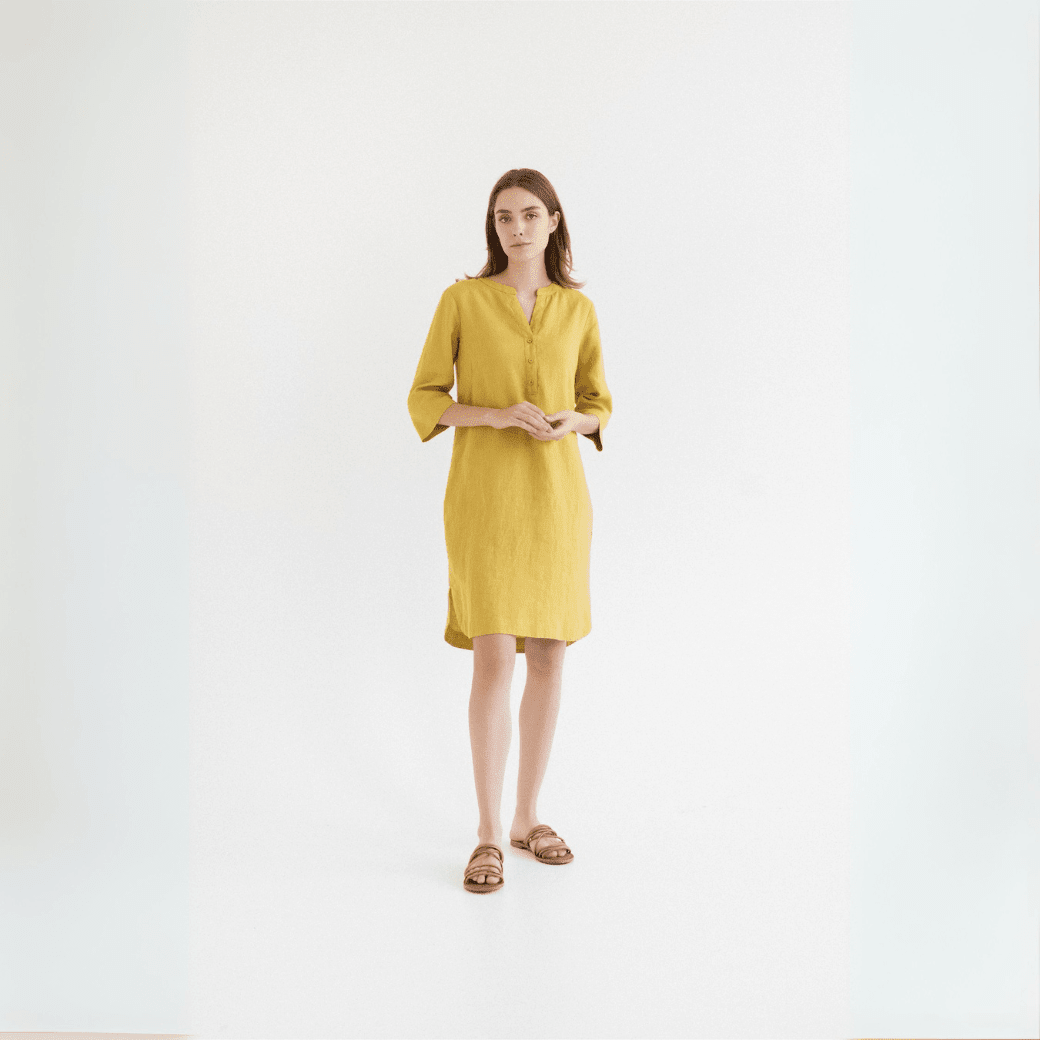 Lemon Curry lino Prelude suknelė — naturalusdrabuziai.lt