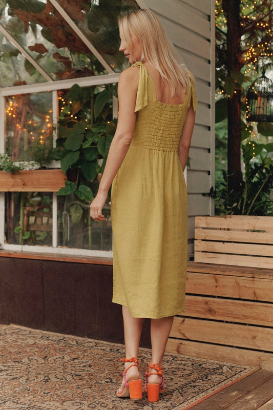 Lemon Curry lino Rumba suknelė — naturalusdrabuziai.lt