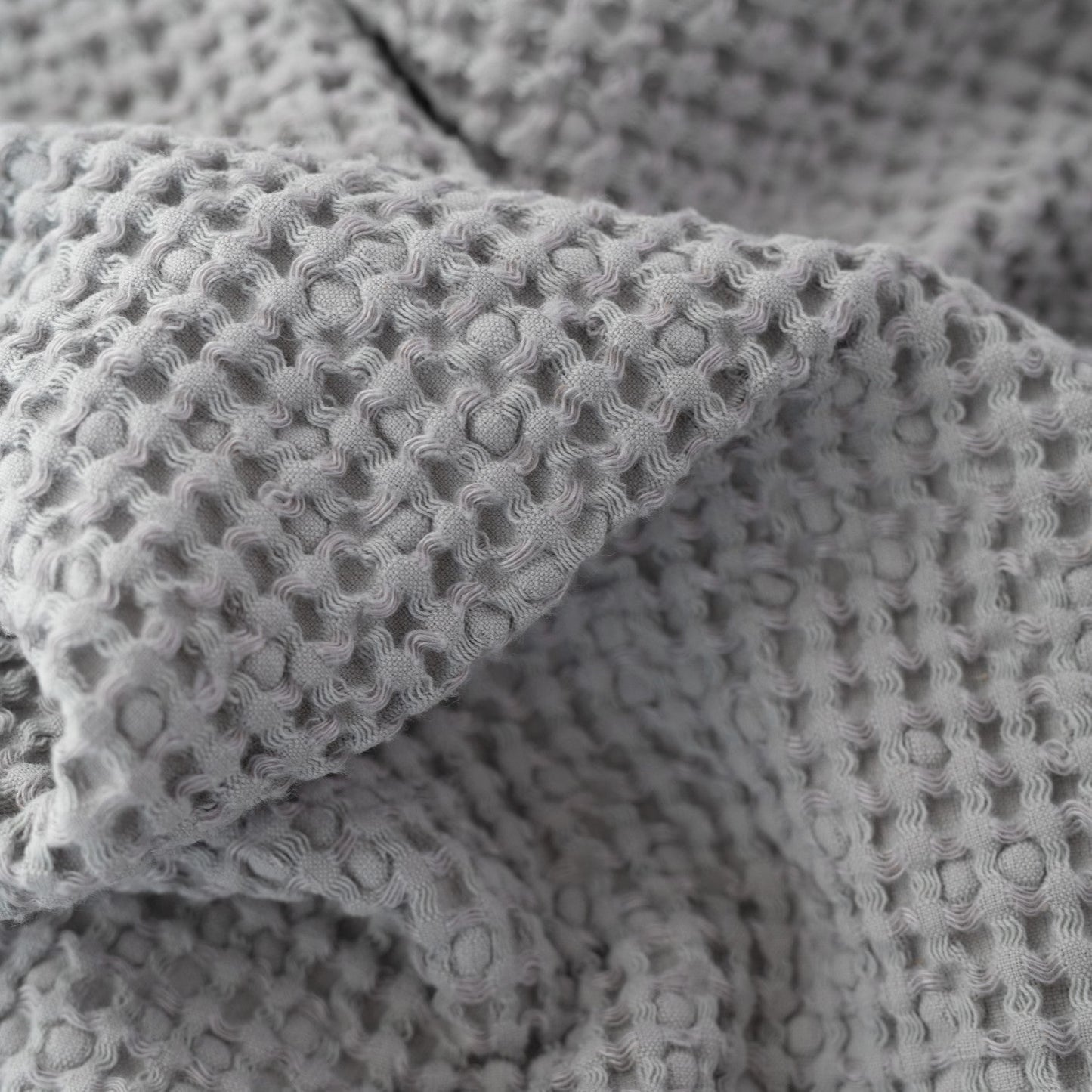 Light Grey lino & medvilnės Honeycomb Waffle rankšluostis — naturalusdrabuziai.lt