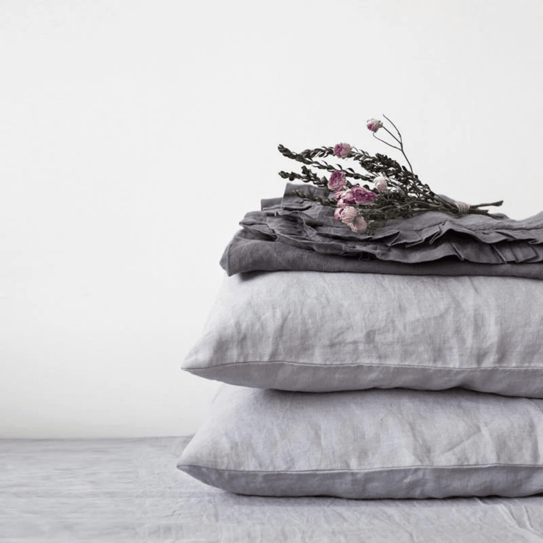 Light Grey lino pagalvės užvalkalas — naturalusdrabuziai.lt