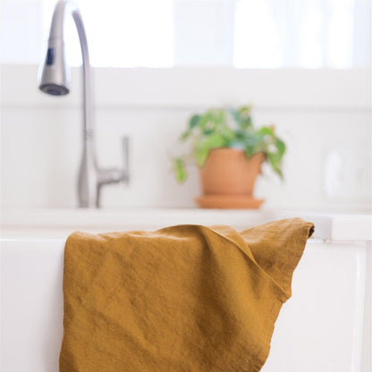 LIMITED EDITION Bronze lino virtuvinė servetė — naturalusdrabuziai.lt