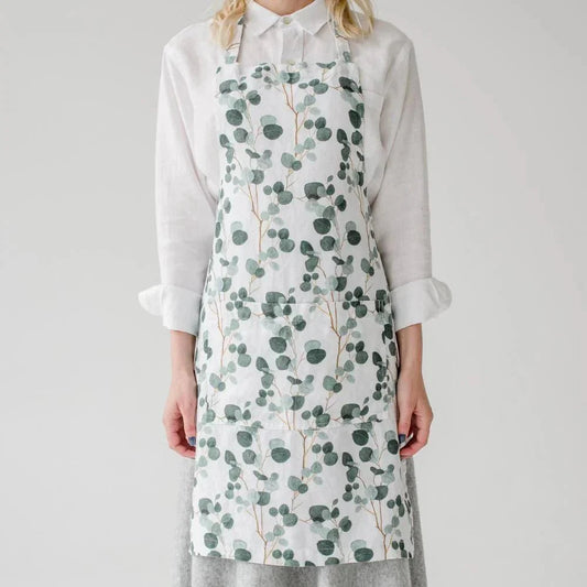 LIMITED EDITION Eucalyptus lino kasdienė prijuostė — naturalusdrabuziai.lt
