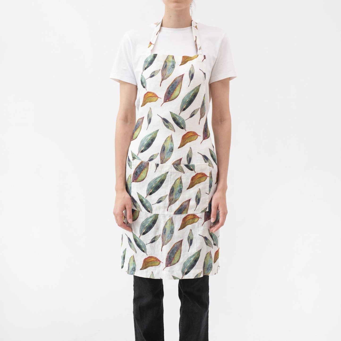 LIMITED EDITION Golden Fall lino kasdienė prijuostė — naturalusdrabuziai.lt