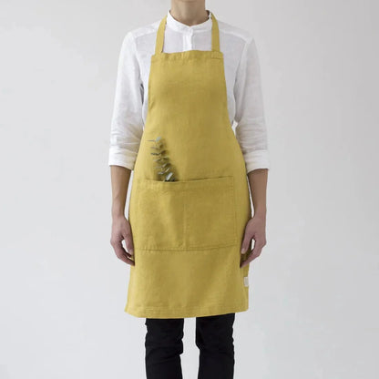 LIMITED EDITION Lemon Curry lino kasdienė prijuostė — naturalusdrabuziai.lt